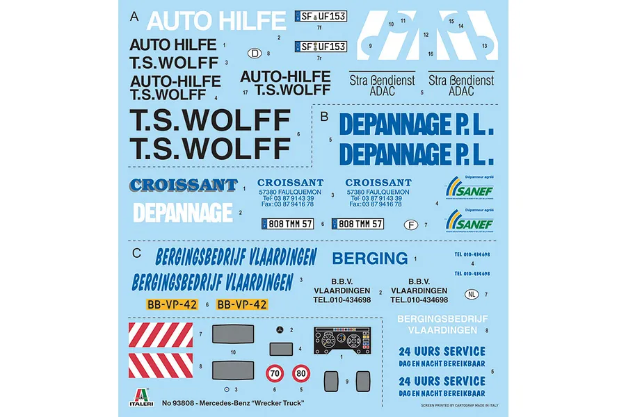 Italeri 1/24 Mercedes-Benz Wrecker Tow Truck Scaled Plastic Model Kit image 148239