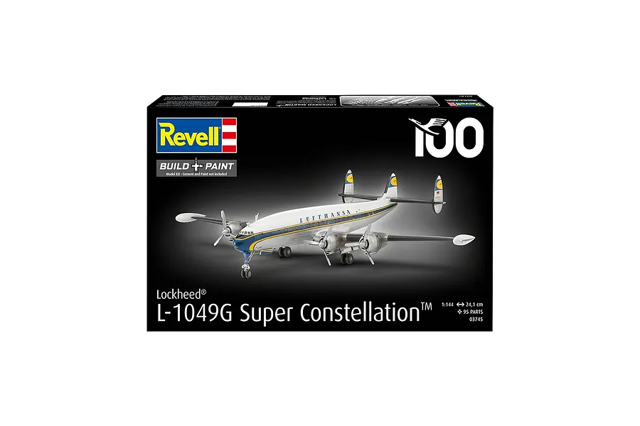 Revell 1/144 scale Lockheed L-1049G Super Constellation Lufthansa model kit box art showing the assembled aircraft.