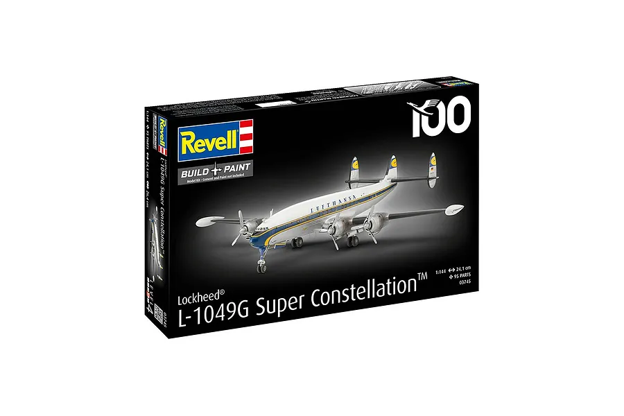 Revell 1/144 scale Lockheed L-1049G Super Constellation Lufthansa model aircraft kit box.