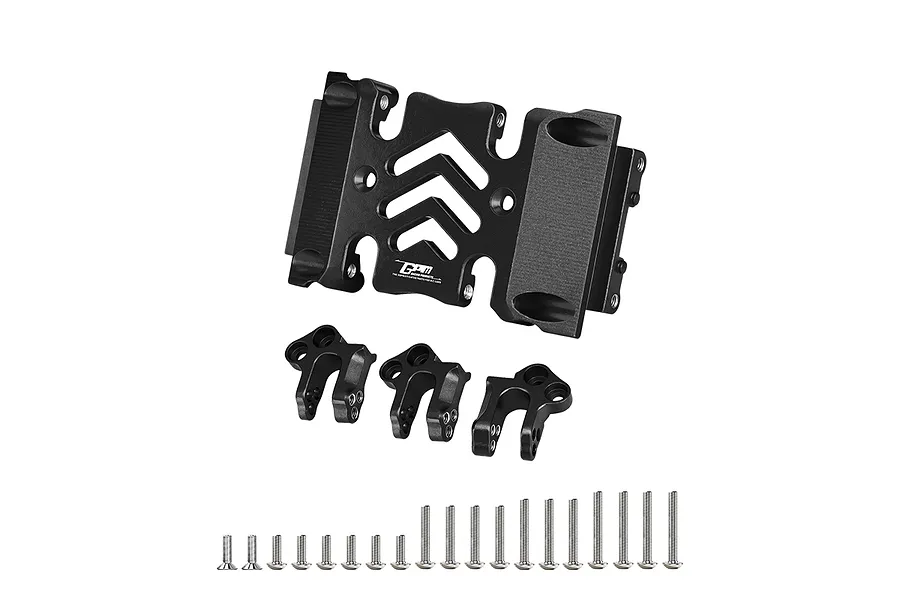 GPM Black Aluminium Centre Gear Box Skid Plate &amp;amp; Mount Set image 148583