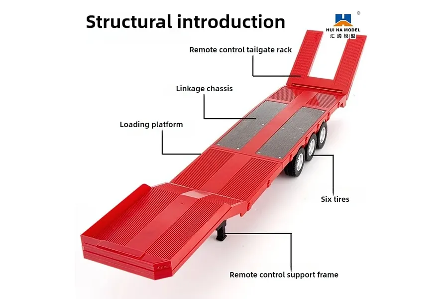 Huina 1/18 Flatbed Trailer - Red image 3