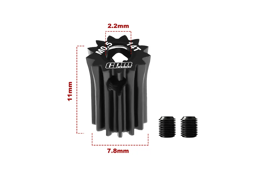 GPM 40Cr Steel 14T 48dp/0.5Mod Pinion Gear image 1