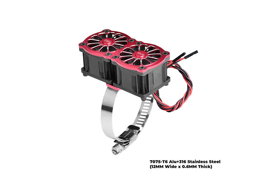 GPM Aluminium 56-70mm Adjustable Mount with Dual 40x28mm Cooling Fans - Red image 149227