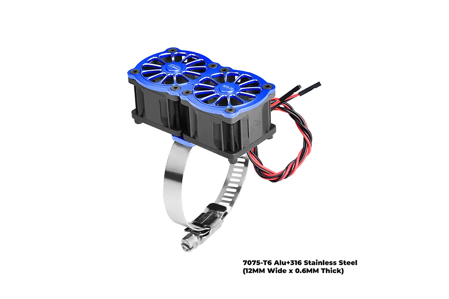 GPM Aluminium 56-70mm Adjustable Mount with Dual 40x28mm Cooling Fans - Blue image 149229