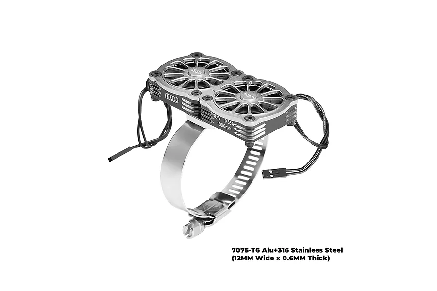 GPM Aluminium 56-70mm Adjustable Mount with Dual 40x40mm Cooling Fans - Silver image 149230
