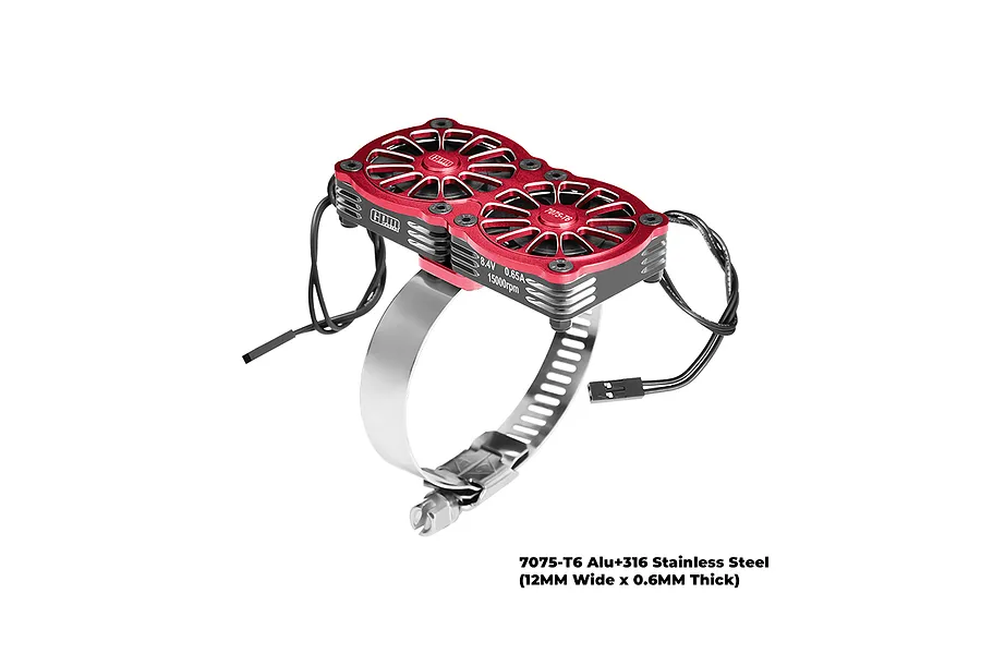 GPM Aluminium 56-70mm Adjustable Mount with Dual 40x40mm Cooling Fans - Red image 149231