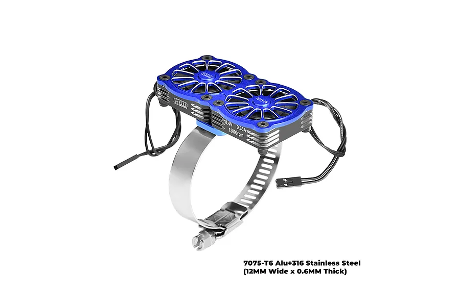 GPM Aluminium 56-70mm Adjustable Mount with Dual 40x40mm Cooling Fans - Blue image 149234