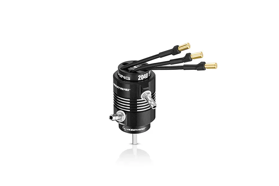 Hobbywing Seaking V2 2040SL 4000Kv brushless motor with water cooling jacket, black finish, and three gold-plated bullet connectors.