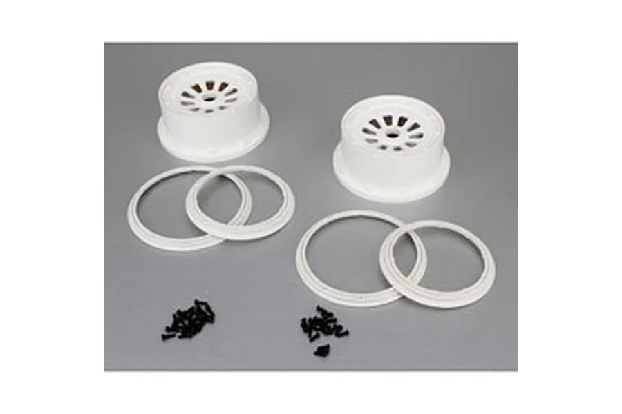 Losi 4.7/5.5&amp;quot; 5IVE-T White Rims &amp;amp; Beadlock Set 2Pcs image 14938