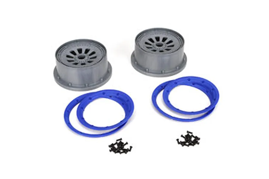 Losi 4.7/5.5&amp;quot; 5IVE-T Grey Rims &amp;amp; Beadlock Set 2Pcs image 14939