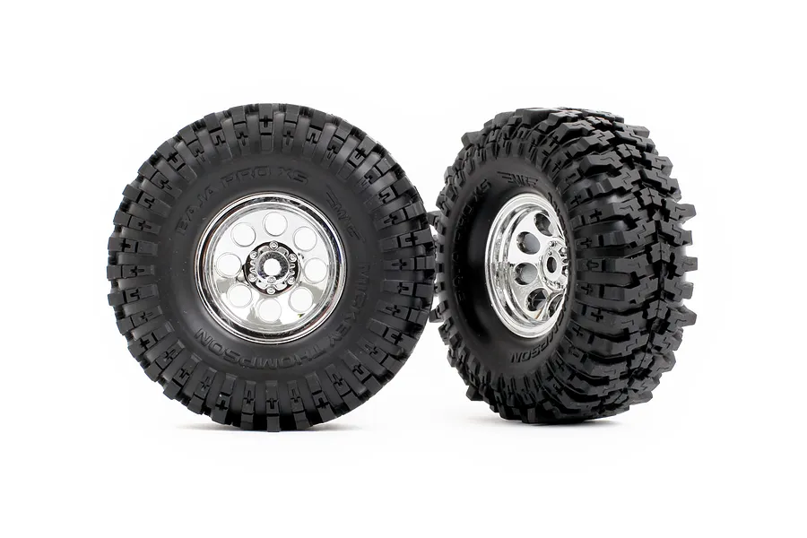 Traxxas 1.0&amp;amp;quot; MT Baja Pro XS Tyres on Chrome Rims - Glued Wheels 2Pcs image 149558