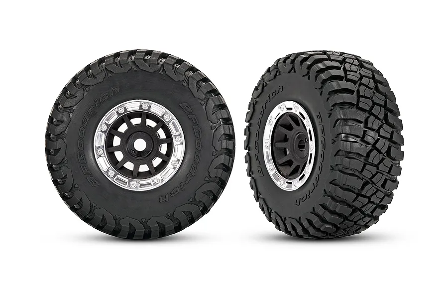 Traxxas 1.4&amp;amp;quot; BFGoodrich Mud Terrain T/A KM3 Tyres on Black &amp;amp;amp; Chrome Rims - Glued Wheels 2Pcs image 149622