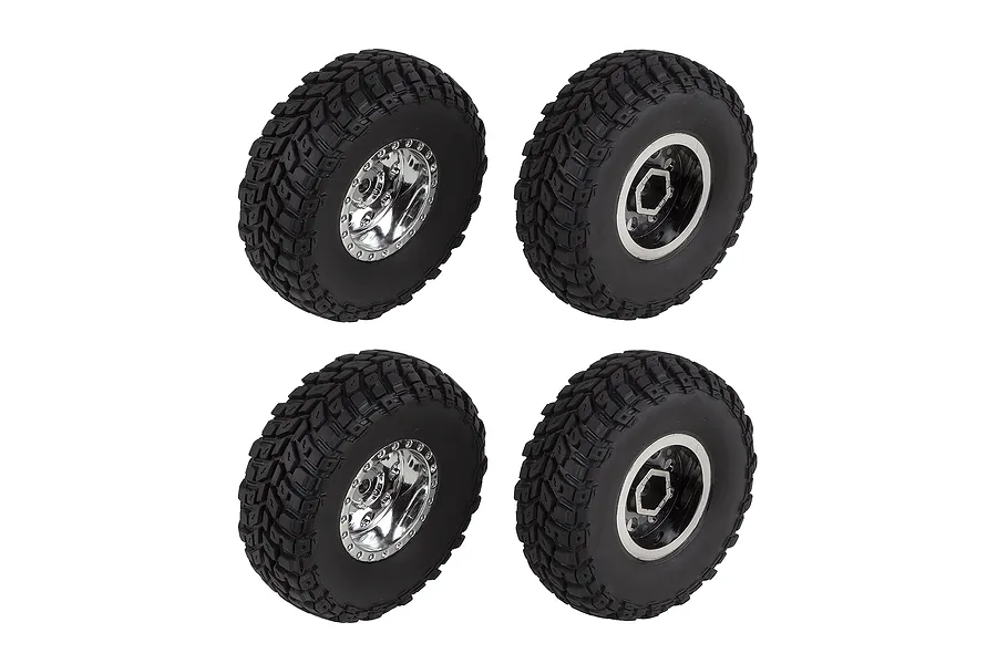 Element RC 1/12 Enduro12 Tyres on Chrome Rims - Glued Wheels 4Pcs image 149671