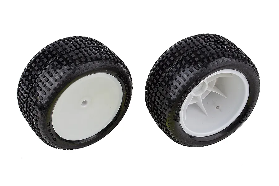 Team Associated 1/10 RB10 RTR Rear Tyres on White Dish Rims - Glued Wheels 2Pcs image 149693