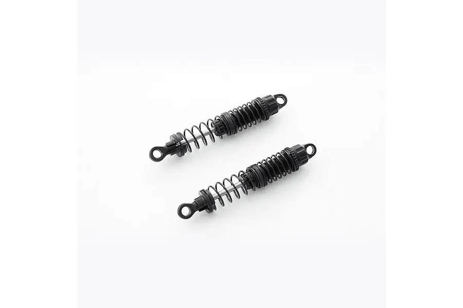 Two FMS V2 adjustable RC shock absorbers in black, shown against a plain white background.