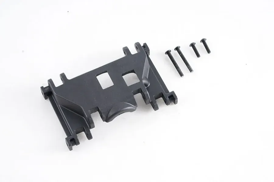 FMS V1 Gearbox Mount spare part with four included mounting screws on a white background.