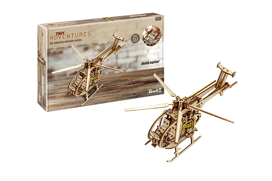 Revell 1/30 Tiny Adventures Helicopter Scaled Wooden Model Kit image 150105