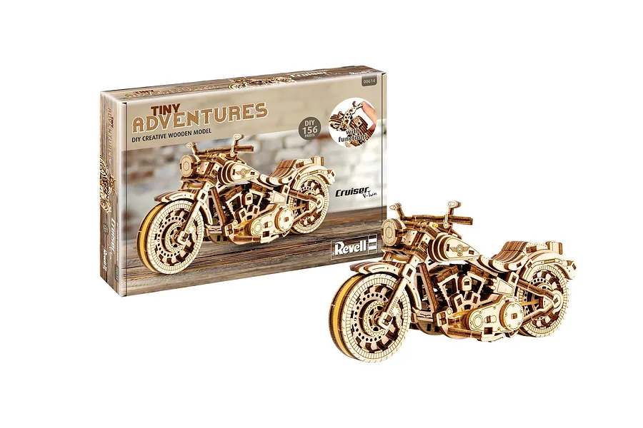 Revell 1/13 Tiny Adventures Cruiser V-Twin Scaled Wooden Model Kit image 150114