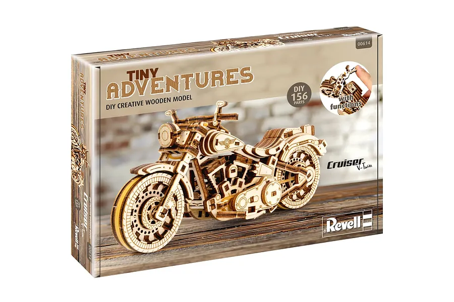 Revell 1/13 Tiny Adventures Cruiser V-Twin Scaled Wooden Model Kit image 150122
