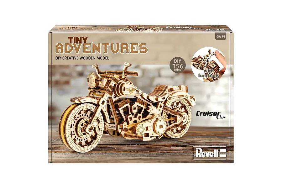 Revell 1/13 Tiny Adventures Cruiser V-Twin Scaled Wooden Model Kit image 150123