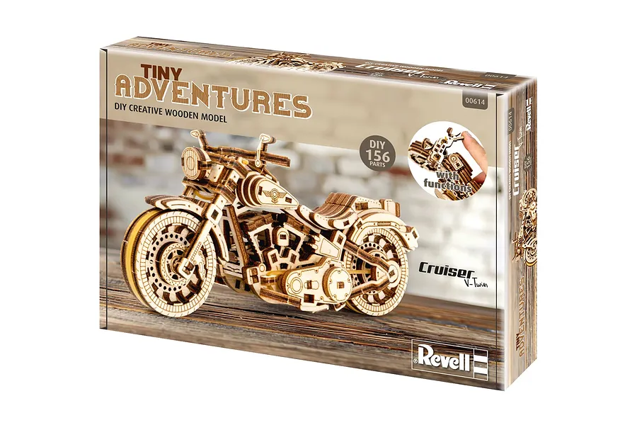 Revell 1/13 Tiny Adventures Cruiser V-Twin Scaled Wooden Model Kit image 150124