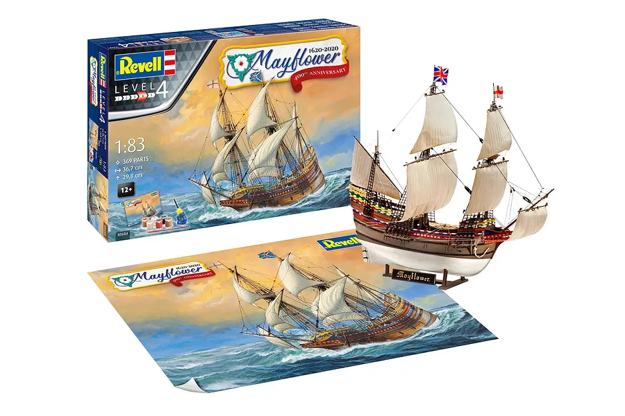 Revell 1/83 Mayflower - 400th Anniversary Scaled Plastic Model Starter Kit image 150741
