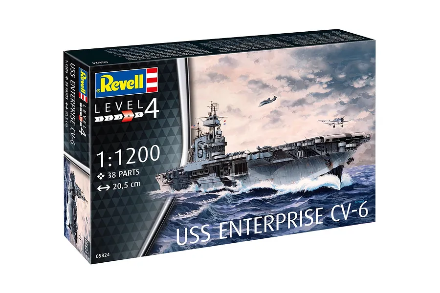 Revell 1/1200 USS Enterprise CV-6 Aircraft Carrier Scaled Plastic Model Starter Kit image 8