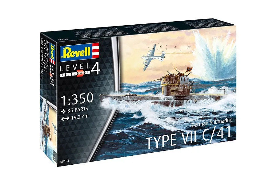 Revell 1/350 German Type VII C/41 Submarine Scaled Plastic Model Starter Kit image 8