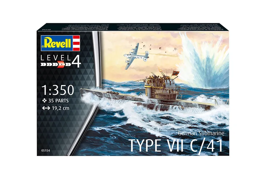 Revell 1/350 German Type VII C/41 Submarine Scaled Plastic Model Starter Kit image 9