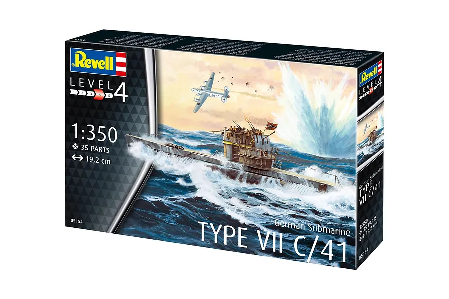 Revell 1/350 German Type VII C/41 Submarine Scaled Plastic Model Starter Kit image 10