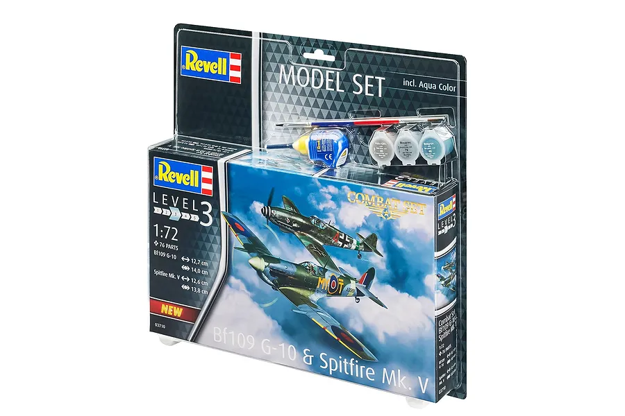 Revell 1/72 Bf 109G-10 &amp;amp; Spitfire Mk.V Combat Set Scaled Plastic Model Starter Kit image 4
