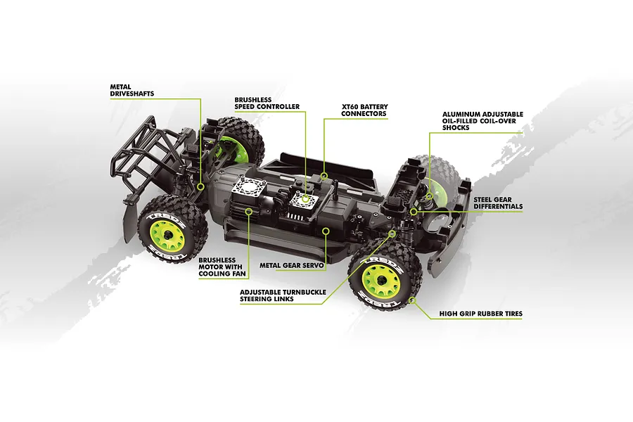 Maverick QByte SC Pro RC Short Course Truck Electric Brushless 4WD 1/12 Scale RTR - Fluoro Green image 151453