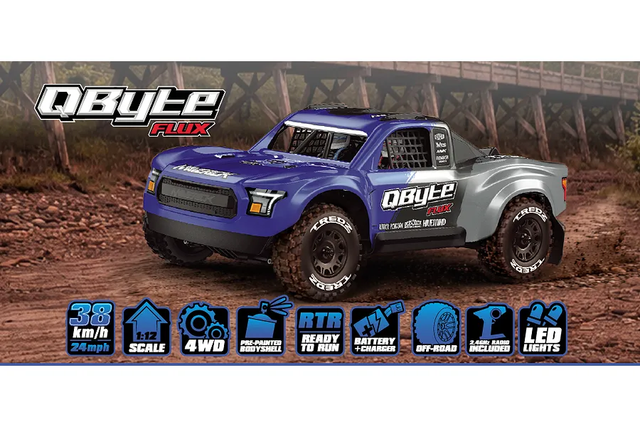 Maverick QByte SC Flux RC Short Course Truck Electric Brushless 4WD 1/12 Scale RTR - Blue image 151459
