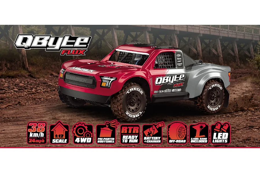 Maverick QByte SC Flux RC Short Course Truck Electric Brushless 4WD 1/12 Scale RTR - Red image 151460