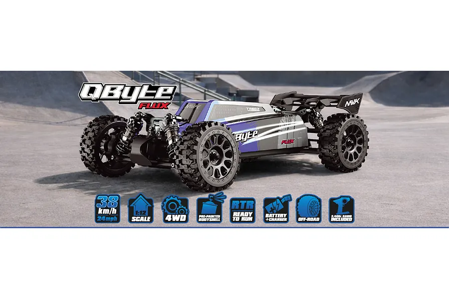 Maverick QByte XB Flux RC Buggy Electric Brushless 4WD 1/12 Scale RTR - Blue image 151500