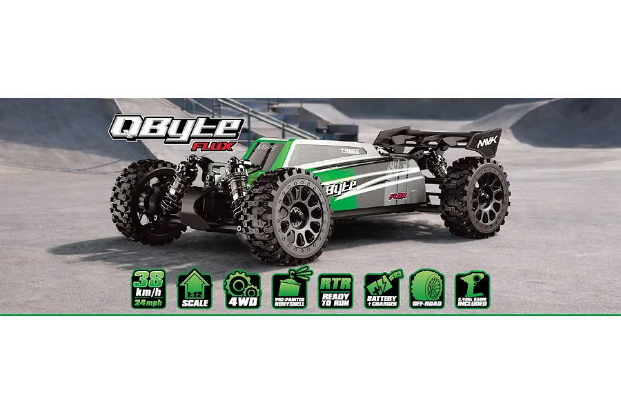 Maverick QByte XB Flux RC Buggy Electric Brushless 4WD 1/12 Scale RTR - Green image 151514