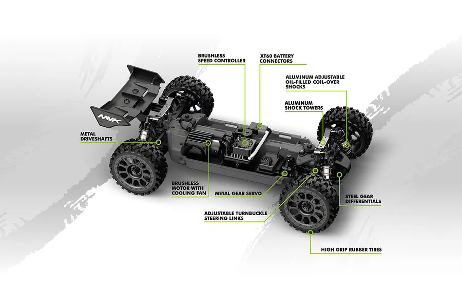 Maverick QByte XB Pro RC Buggy Electric Brushless 4WD 1/12 Scale RTR - Fluoro Green image 151524