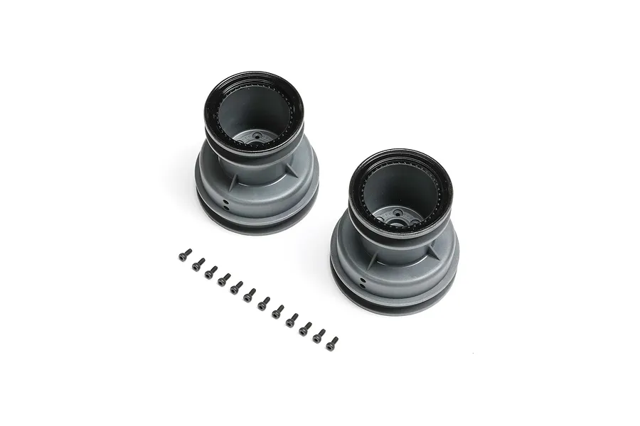 Losi MT Wheel, Black Beadlock, Light Grey (2): Mini LMT image 151671