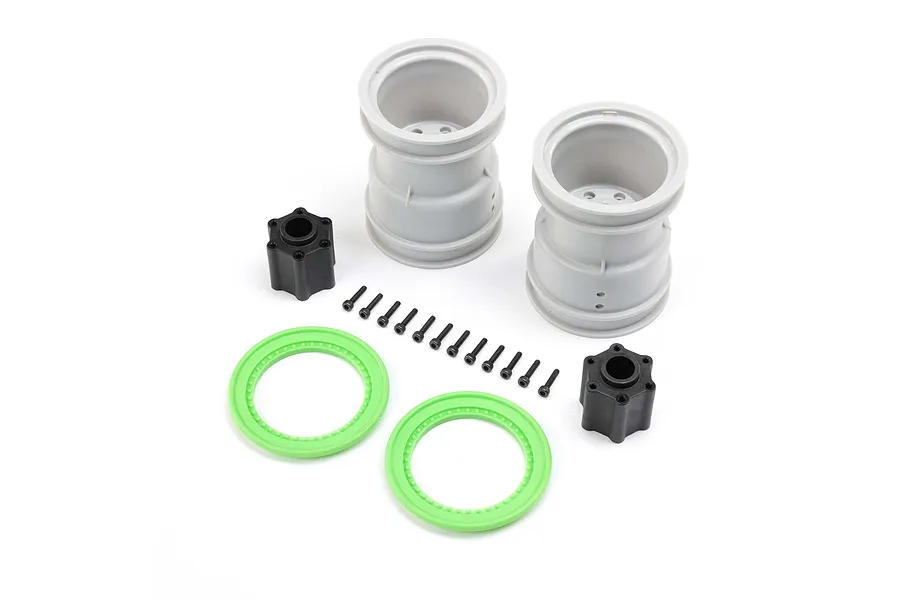 Losi 2.6&amp;quot; Wheel with Beadlock Rings, Green (2): LMT 2.0 image 151728
