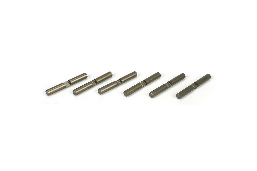 Six identical metal differential shafts arranged in a row on a white background.