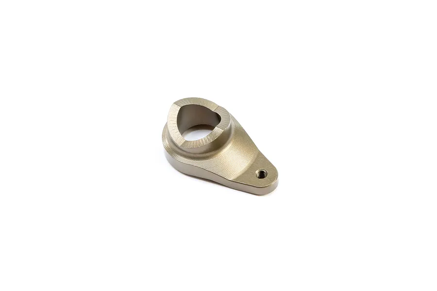 A single TLR aluminum servo saver arm for 8X RC vehicles, featuring a machined metallic finish and a threaded mounting hole.