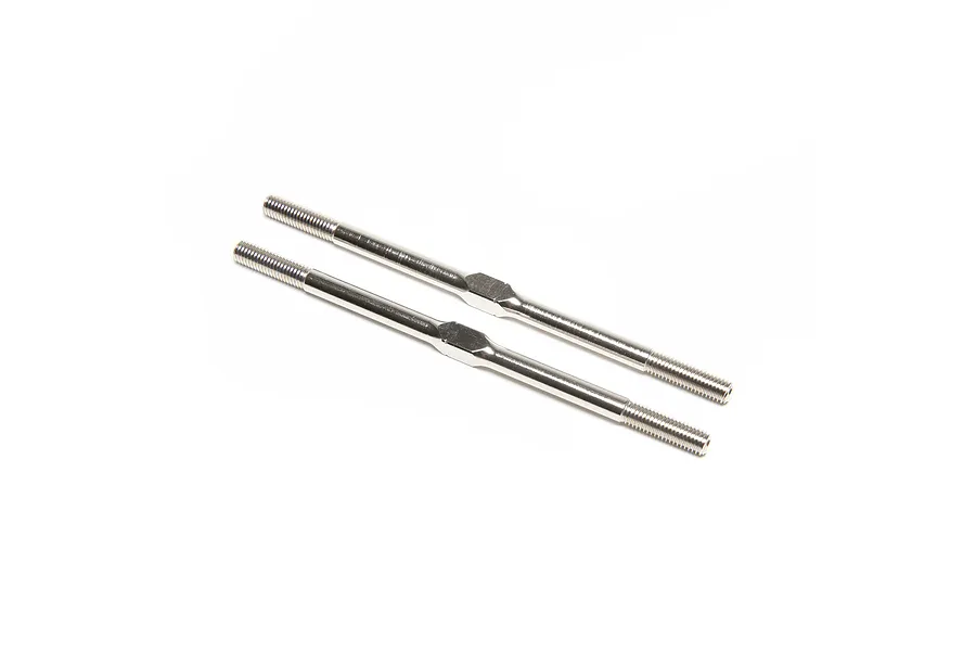 Two silver metal RC turnbuckles for TLR 8XT, featuring threaded ends and a central hexagonal adjustment section.