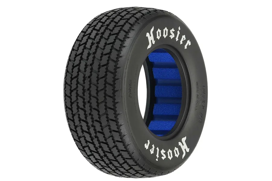 Pro-Line 1/10 scale Hoosier G60 M3 dirt oval short course tire with white lettering and blue foam insert.