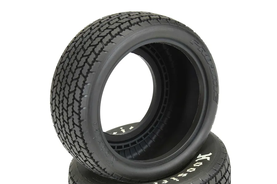 Two Pro-Line Hoosier G60 dirt oval short course RC tires stacked on a white background.