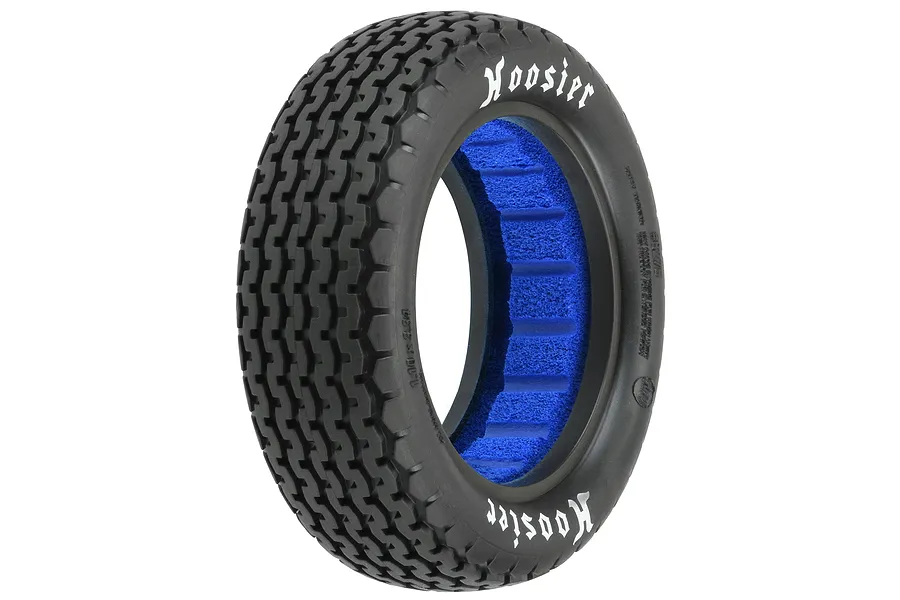 A single Pro-Line 1/10 scale Hoosier Super Chain Link dirt oval front tire with a blue foam insert, shown against a white background.