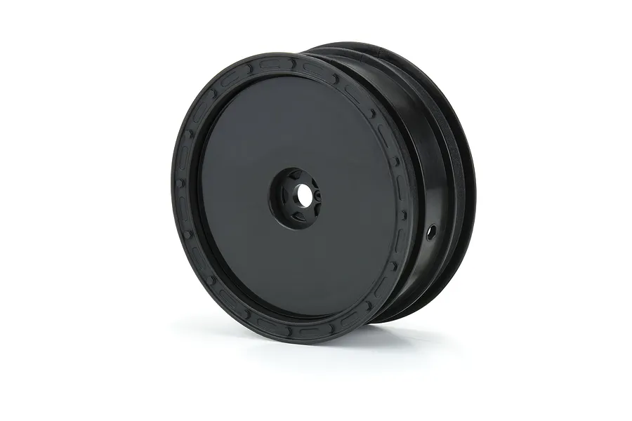 A single black Pro-Line 1/10 scale Showtime front sprint car wheel shown from a three-quarter angle against a white background.