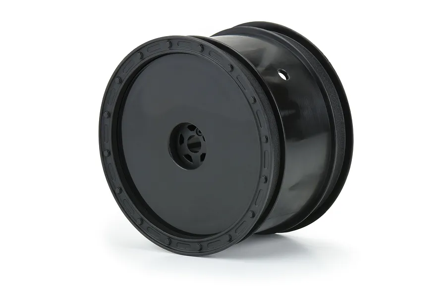 A single black Pro-Line 1/10 scale Showtime rear sprint car wheel rim shown from a three-quarter angle against a white background.