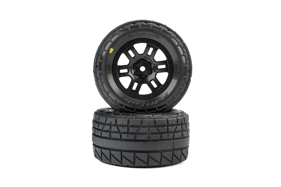 Pro-Line Menace Front/Rear Street Tires Mounted 12mm Black Split Six (2): ARRMA MINI KRATON image 152211