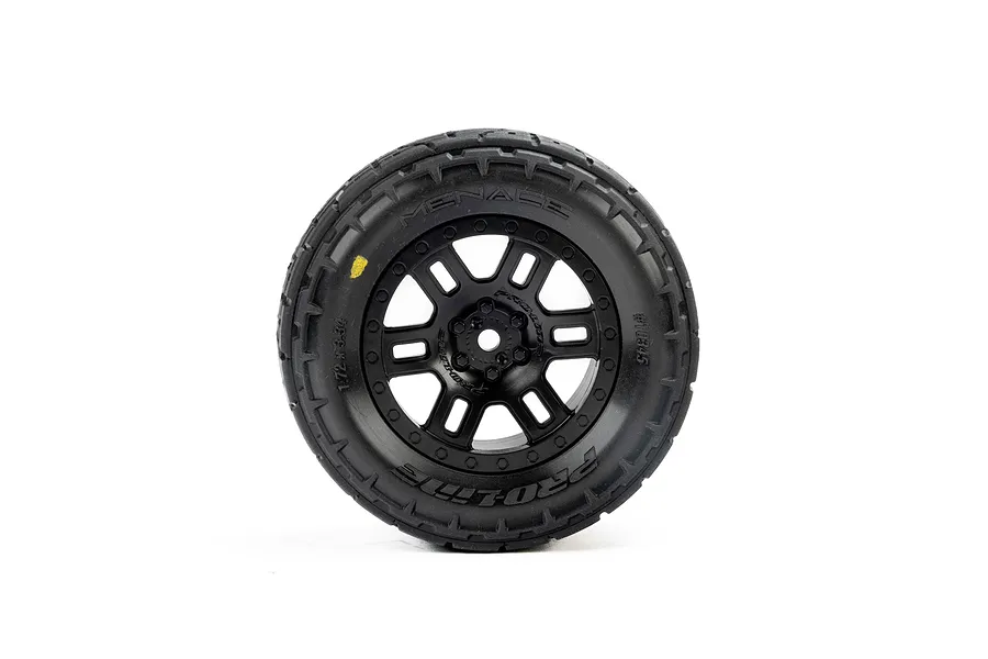 Pro-Line Menace Front/Rear Street Tires Mounted 12mm Black Split Six (2): ARRMA MINI KRATON image 152214