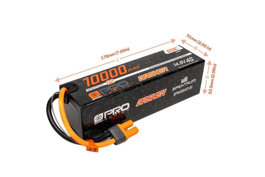 Spektrum G2 Pro Basher 14.8V 10000mAh 120C 4S Hard Case LiPo Battery image 152241